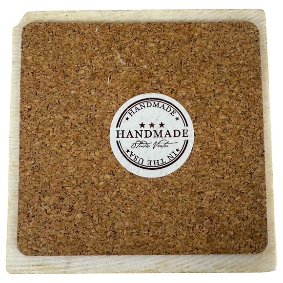 2 Studio Vertu Sticks Tumbled Italian Marble Coasters Dog Castle Cork Back USA - Picture 5 of 5